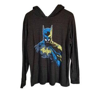 Batman DC Comics Mens Charcoal Grey Geometric Graphic Lightweight Hoodie Large